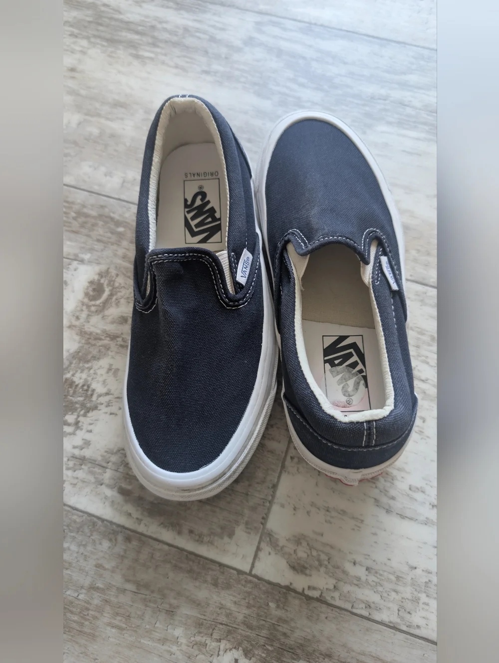 Vans Slip-On Sneakers in Navy and White